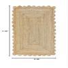 MORVEE Area Rug 4x6 Jute Scalloped Natural (Natural, 4' x 6') view 2