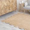 MORVEE Area Rug 4x6 Jute Scalloped Natural (Natural, 4' x 6') view 4