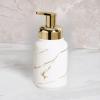 Supercap Ceramic Hand Soap Dispenser with Gold Pump | Lotion Bottle | Marble Stripes Ceramic Soap Dispenser for Kitchen Bathroom (White) view 1