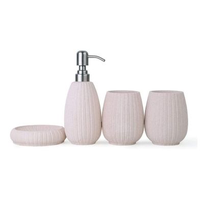 Bathroom Accessory Set Bathroom Accessories Set Bathroom Accessory Set Stone Effect Bathroom Set 4 Piece Bath Ensemble For Decor And Housewarming Gift Set Bath Accessory Set ( Color : Pink , Size : 4