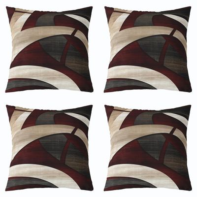 Abstract Stripes Throw Pillow Covers Vintage Geometric Circles Lines Decorative Cushion Covers for Teens Men Women Modern Spiral Simple Style Cushion Cases for Sofa Office 16x16 Inch Set of 4