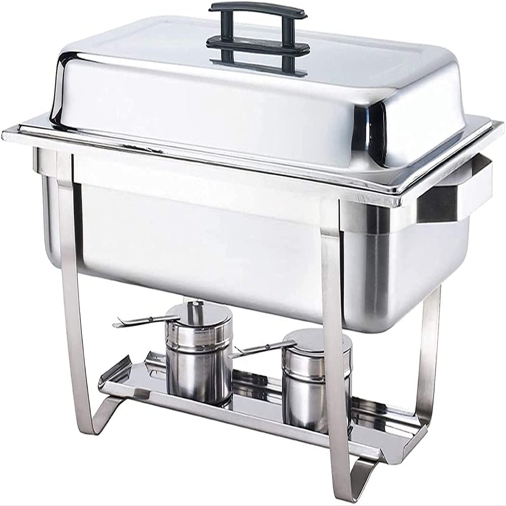 8QT Stainless Steel Chafer Buffet Warmer Set with Foldable Frame Water Pan Food Pan Fuel Holder and Lid for Catering Banquet