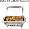 8QT Stainless Steel Chafer Buffet Warmer Set with Foldable Frame Water Pan Food Pan Fuel Holder and Lid for Catering Banquet view 2