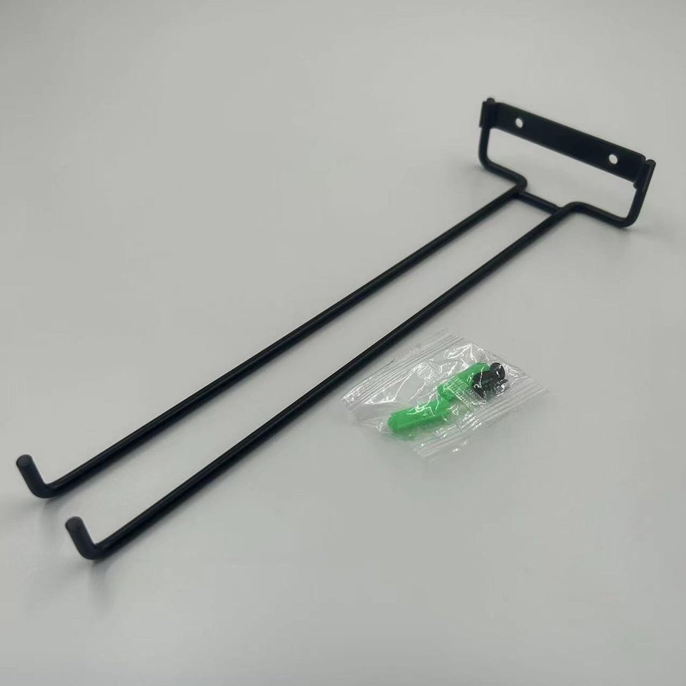 2 Pack Wine Glass Rack Wall Mount Hanging Rack Wine Glass Display Rack for Cabinets and Bars Black 30cm