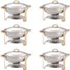 3.5L Stainless Steel Accented Chafer Dish Round Chafing Dish Catering Buffet Food Warmer Set with Food Pan Water Pan Lid Frame and Fuel Holder(6Pack) view 1