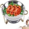 3.5L Stainless Steel Accented Chafer Dish Round Chafing Dish Catering Buffet Food Warmer Set with Food Pan Water Pan Lid Frame and Fuel Holder(6Pack) view 2