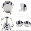 3.5L Stainless Steel Accented Chafer Dish Round Chafing Dish Catering Buffet Food Warmer Set with Food Pan Water Pan Lid Frame and Fuel Holder(6Pack) view 4