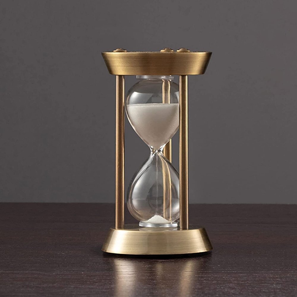 UUNVTOSU Hourglass Sandglass Clock,Hourglass Sand Timer, Metal Hourglass Sand Clock 1/3/5/10minute,Unique Creative Keepsake Gift,Black Hourglass Hourglass (Color : White, Size : 1 Minute)