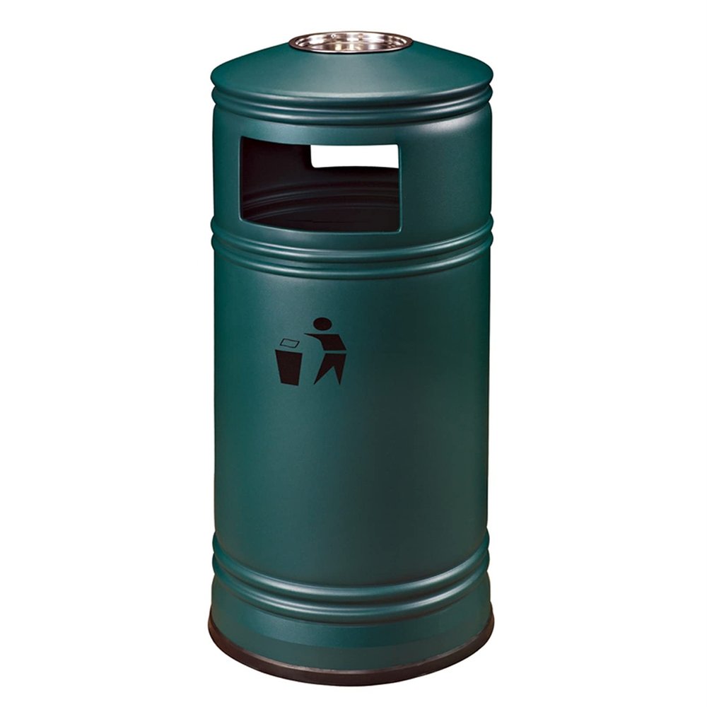 Trash Can Metal Trash Can with Ashtray and Inner Barrel Detachable Ash Barrels Trash Garbage Bin for Indoor/Outdoor Use Garbage Bin (Color : Green) (Green)