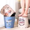 Dustbins PU Leather Wastebasket European Retro Trash Can Recycling Bin Waterproof Garbage Can Dustbin Without Lid for Home or Office Waste Recycling (Color : B) (C) view 2