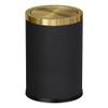 YOJIA 2.4 Gallon Bathroom Trash Can with Lid, Pu Leather Modern Garbage Can, Round Decorative Waste Basket, for Near Desk, Powder, Bedroom, Hotel, Office, Home (9L-Checked Black) view 1
