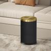 YOJIA 2.4 Gallon Bathroom Trash Can with Lid, Pu Leather Modern Garbage Can, Round Decorative Waste Basket, for Near Desk, Powder, Bedroom, Hotel, Office, Home (9L-Checked Black) view 2