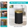 YOJIA 2.4 Gallon Bathroom Trash Can with Lid, Pu Leather Modern Garbage Can, Round Decorative Waste Basket, for Near Desk, Powder, Bedroom, Hotel, Office, Home (9L-Checked Black) view 4