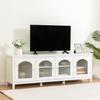 Bituman 71 inch TV Cabinet for TV up to 80" TV, Entertainment Center TV Stand, Media TV Console Table, Glass Door, Metal Handle, Can be Placed in The Children's Room, Bedroom Living Room, White view 1
