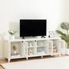 Bituman 71 inch TV Cabinet for TV up to 80" TV, Entertainment Center TV Stand, Media TV Console Table, Glass Door, Metal Handle, Can be Placed in The Children's Room, Bedroom Living Room, White view 3