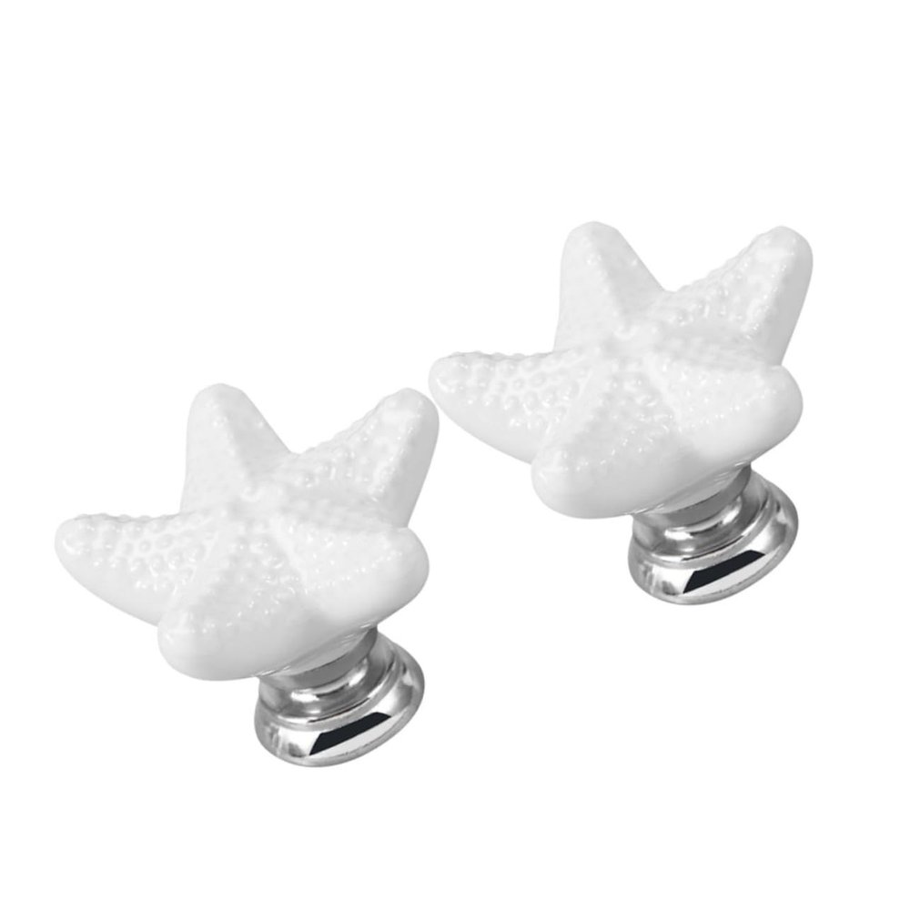 Homoyoyo 2pcs Star Shaped Ceramic Drawer Knobs Creative White Handles for Cabinet Furniture Kitchen Bathroom Office and More Unique Texture and Design