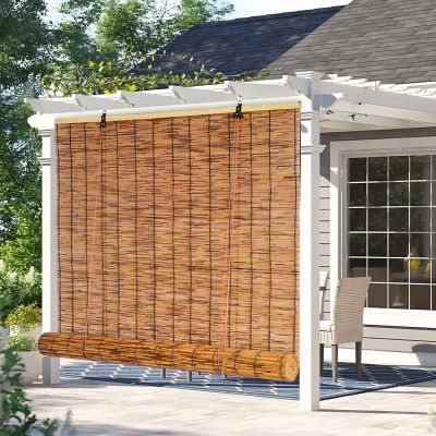ORANGES Bamboo Roll Up Blinds Window Shades 36inch 48inch 56inch 68inch 72inch Wide Blackout Roller Shades Cordless Natural Handwoven for Indoor/Outdoor Porch Garden (Size : 68 W x 72 L)