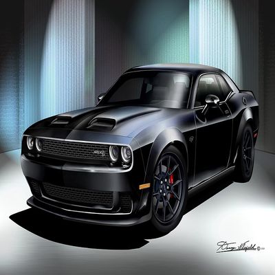 2019-2024 Challenger Hellcat Redeye | Fine Art Prints By Danny Whitfield | Comes in 6 different exterior colors (20 x 30, PITCH BLACK)