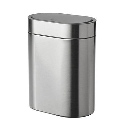Bathroom Waste Bin Hangable Stainless Steel Indoor Trash Can with Top Cover Can Be Used in Kitchen Bathroom Living Room Office Narrow Place Kitchen Garbage Bin