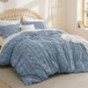 Bedsure Boho Duvet Cover Queen Size, Soft & Comfortable Elegant Design Boho Bedding for Decoration, Machine Washable Comforter Cover for All Seasons,Includes 1 Duvet Cover & 2 Pillow Shams,Dusty Blue view 2