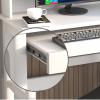 YSUEFIJO Office Small Computer Desk, Writing Study Work Table, Gaming Table Corner Desk, Space Saving Computer Table, with Keyboard Tray and Shelf, Modern Writing Table PC Desks view 4