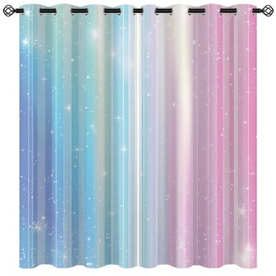 Naiice Ombre Blackout Curtains for Girls Boys Home Decor, Tie Dye Gradient Rainbow Stars Abstract Grommet Thermal Insulated Drapes Darkening Window Curtain for Bedroom Living Room, 55 x 63 Inch
