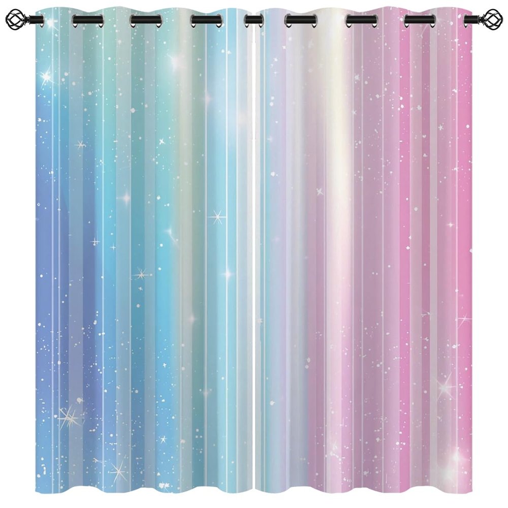 Naiice Ombre Blackout Curtains for Girls Boys Home Decor, Tie Dye Gradient Rainbow Stars Abstract Grommet Thermal Insulated Drapes Darkening Window Curtain for Bedroom Living Room, 55 x 63 Inch
