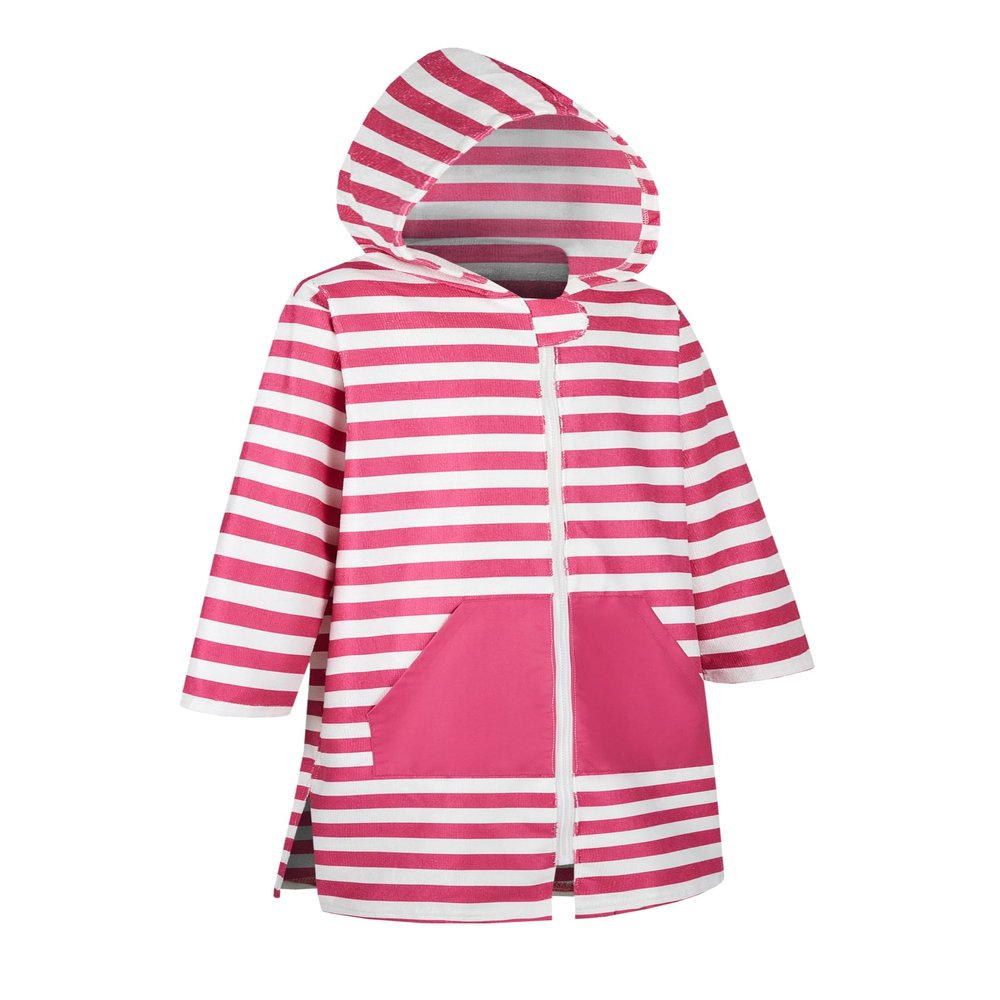 MissShorthair Kids' Hooded Towel Poncho with Zipper Beach Cover-Up with Pocket Swim Towel Robe for Boys & Girls Zipper Style Pink 5-7 Years