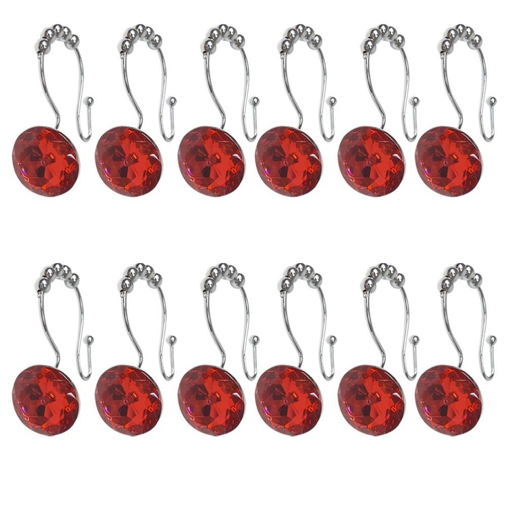 Hemobllo 12pcs Double Glide Hooks Shower Curtain Decorative Rhinestones Stainless Steel for Easy Swapping of Curtains and Liners for Modern and Traditional Bathrooms