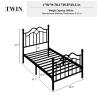 LOEWAY Twin Metal Bed Frame with Classical Headboard and Footboard, Platform Bed Frame for Kids, Sturdy Metal Slats Support, Adequate Under Bed Storage, No Box Spring Needed, Easy Assembly, Black view 2