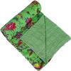 GDONLINE Beautifull Indian Handmade Stitched Pure Cotton Bohemian Bird Print Kantha Quilt Beach Blanket Boho Queen/Twin Bedspread Home Dorm Decor Bedding Throw (Parrot Green, Baby 60" x 40 ") view 1