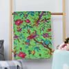 GDONLINE Beautifull Indian Handmade Stitched Pure Cotton Bohemian Bird Print Kantha Quilt Beach Blanket Boho Queen/Twin Bedspread Home Dorm Decor Bedding Throw (Parrot Green, Baby 60" x 40 ") view 3