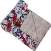 GDONLINE Handmade Bohemian Bird Print Cotton Kantha Quilt Beach Blanket Hippie Bedspread for Living Room Home Dorm Decor Bedding Throw (White, Queen 90" x 108") view 1