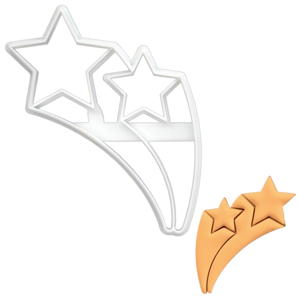 BAKERLOGY Double Shooting Stars Cookie Cutter - Detailed Biscuit Cutter Design for Baking and Crafts, ideal on fondant, dough, clay