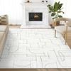 Abani Cozy Cream Area Rug for Living Room, Bedroom - Grey Linear Lines Pattern - 4' x 6' - Durable & Easy to Clean view 1