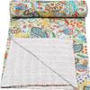 GDONLINE Indian Handmade Stitched Pure Cotton Paisley Print Cotton Kantha Quilt, Reversible Kantha Quilt, Bohemian Decorative Bedspread for Living Room (White, Baby 60" x 40") view 2