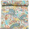 GDONLINE Indian Handmade Stitched Pure Cotton Paisley Print Cotton Kantha Quilt, Reversible Kantha Quilt, Bohemian Decorative Bedspread for Living Room (White, Baby 60" x 40") view 3