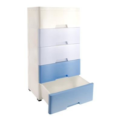 AGULIUM Plastic Drawers Storage 5 Drawers Storage Dresser with Casters Closet Drawers Tall Dresser Organizer for Bedroom Studio Playroom (17" L X 12" W X 33" H Gradient Blue)