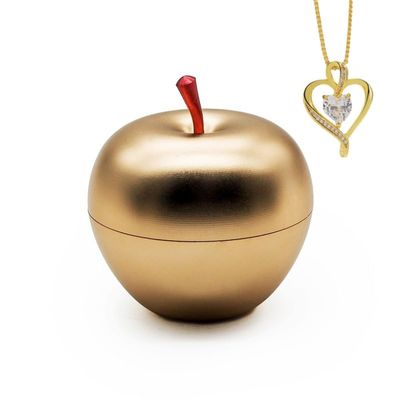 FSwinder Beautiful Apple Ring Necklace Box with Jewel Heart Gift, Double-layered,Gifts for Girlfriend, Women, Mom, Gifts Idea on Wedding Christmas,Valentine's Day,Mother's Day, Birthday (Gold)