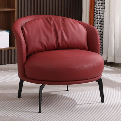 ESRADA Mid-Century Modern Style High Back Chair, Upholstered Living Room Chair with Lumbar Cushion, Metal Frame for Bedroom Sunroom, Reading Armchair z