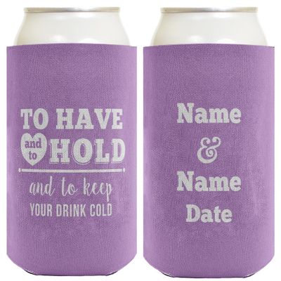 Engagement Party Favor For Women Have Hold Keep Drink Cold Names & Date 2-Pack Personalized Can Drink Thermocoolers Lavender