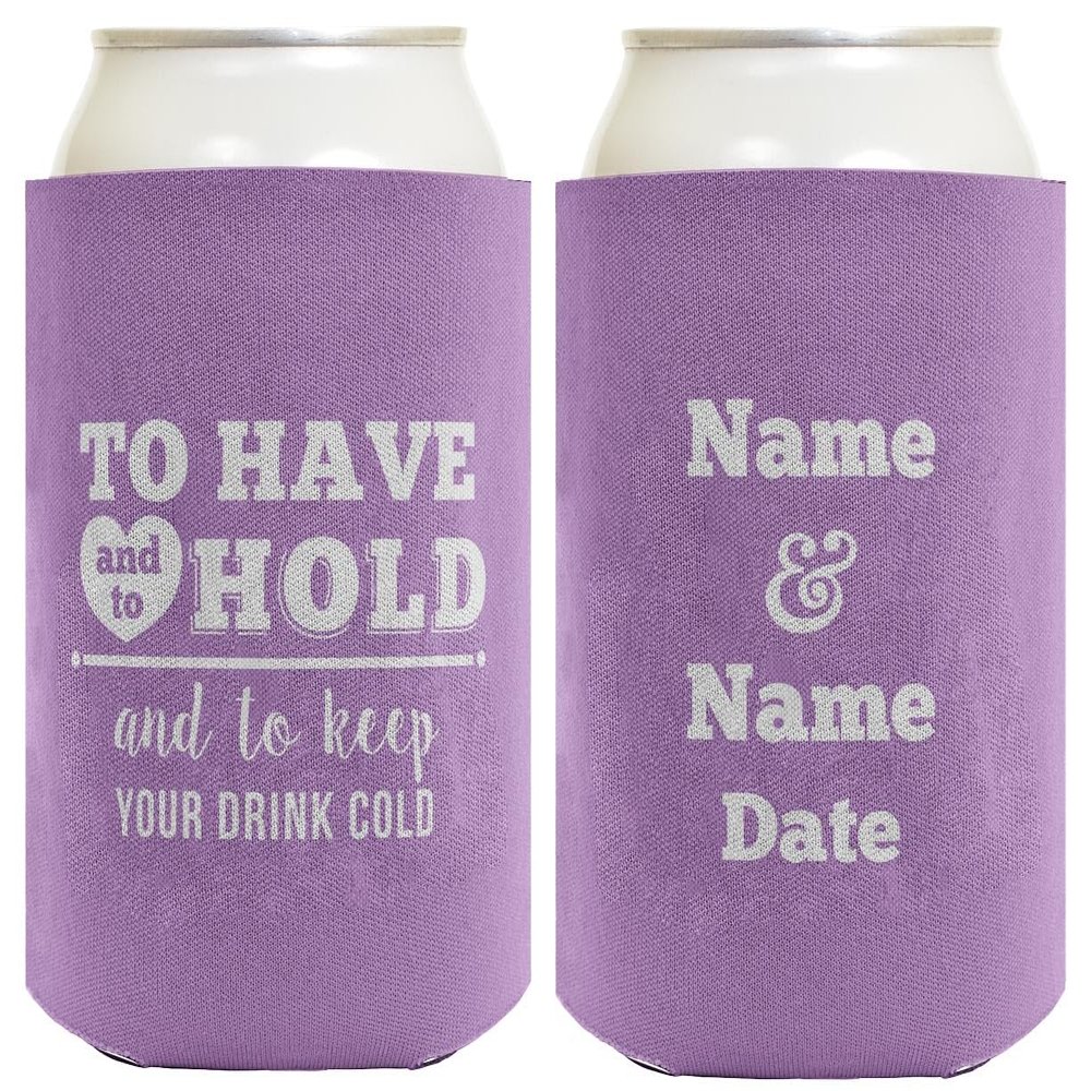 Engagement Party Favor For Women Have Hold Keep Drink Cold Names & Date 2-Pack Personalized Can Drink Thermocoolers Lavender