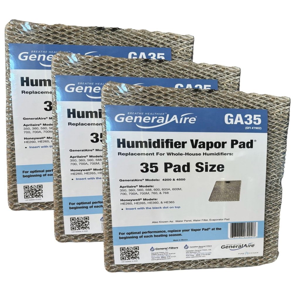 3 PACK GA35 COMPATIBLE WITH GENERALAIRE APRILAIRE GFI 7902 HUMIDIFIER WATER PANEL FILTER VAPOR PAD 35 GA-35 560 600 600A 700 700A 700M 760 760A 768