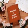 Personalized Wedding Favor Have Hold Keep Drink Cold Names & Date 96-Pack Personalized Can Drink Sleeves Coolers Burnt Orange view 2