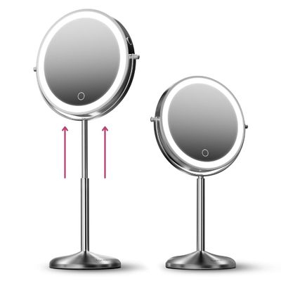 Fancii 9-Inch Lighted Makeup Mirror Height Adjustable with 10X /1X Magnification - Rechargeable, Double Sided LED Vanity Mirror with Light and Stand, 360 Swivel (Hailey)