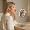 Fancii 9-Inch Lighted Makeup Mirror Height Adjustable with 10X /1X Magnification - Rechargeable, Double Sided LED Vanity Mirror with Light and Stand, 360 Swivel (Hailey) view 2