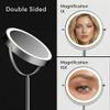 Fancii 9-Inch Lighted Makeup Mirror Height Adjustable with 10X /1X Magnification - Rechargeable, Double Sided LED Vanity Mirror with Light and Stand, 360 Swivel (Hailey) view 4