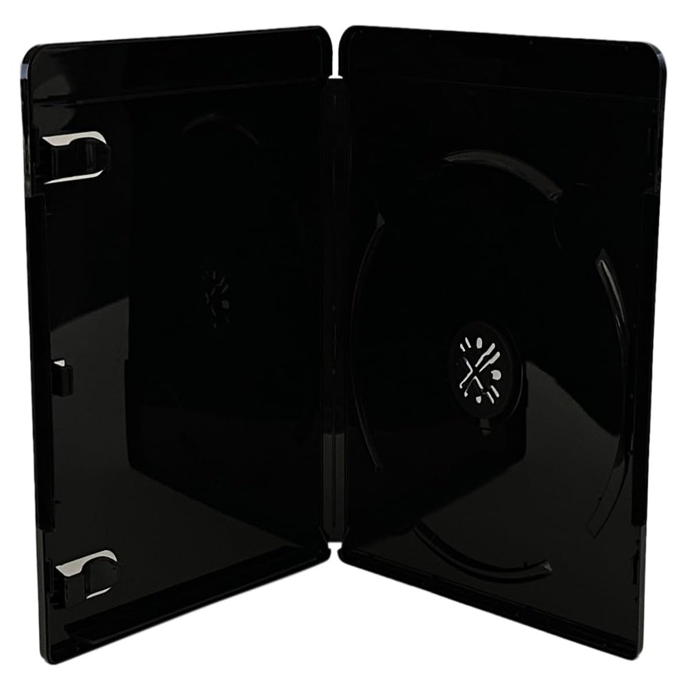 Mediaxpo Durable 14MM Black Blu-Ray DVD Cases - Premium Glossy Finish, Single Disc Design, Perfect for Movie Enthusiasts, Secure Snap Closure (Pack of 25)