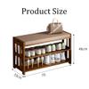 TUOYIBO Entryway Storage Bench, Bamboo Shoe Rack Bench with Removable Cushion, Shoe Storage Cabinet with Shutter Doors, for Living Room, Entryway, Hallway, Holds Up to 330 LBS, 70 * 33 * 46CM,B view 2