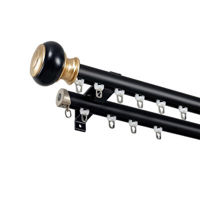 YAVVAY Light Luxury Curtain Track, Room Partition Curtain Rod, Wall-mounted Curtain Rail System With Silent Pulleys, Invisible End Caps, Stylish And Simple(Black -2,120cm/3.9ft)
